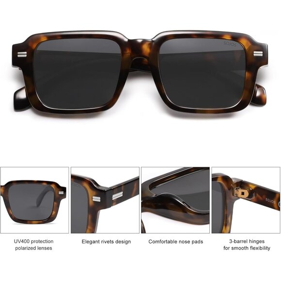 ? Women Grey Classic Square Sunglasses Polarized Vintage Rectangle Eyewear main image 5
